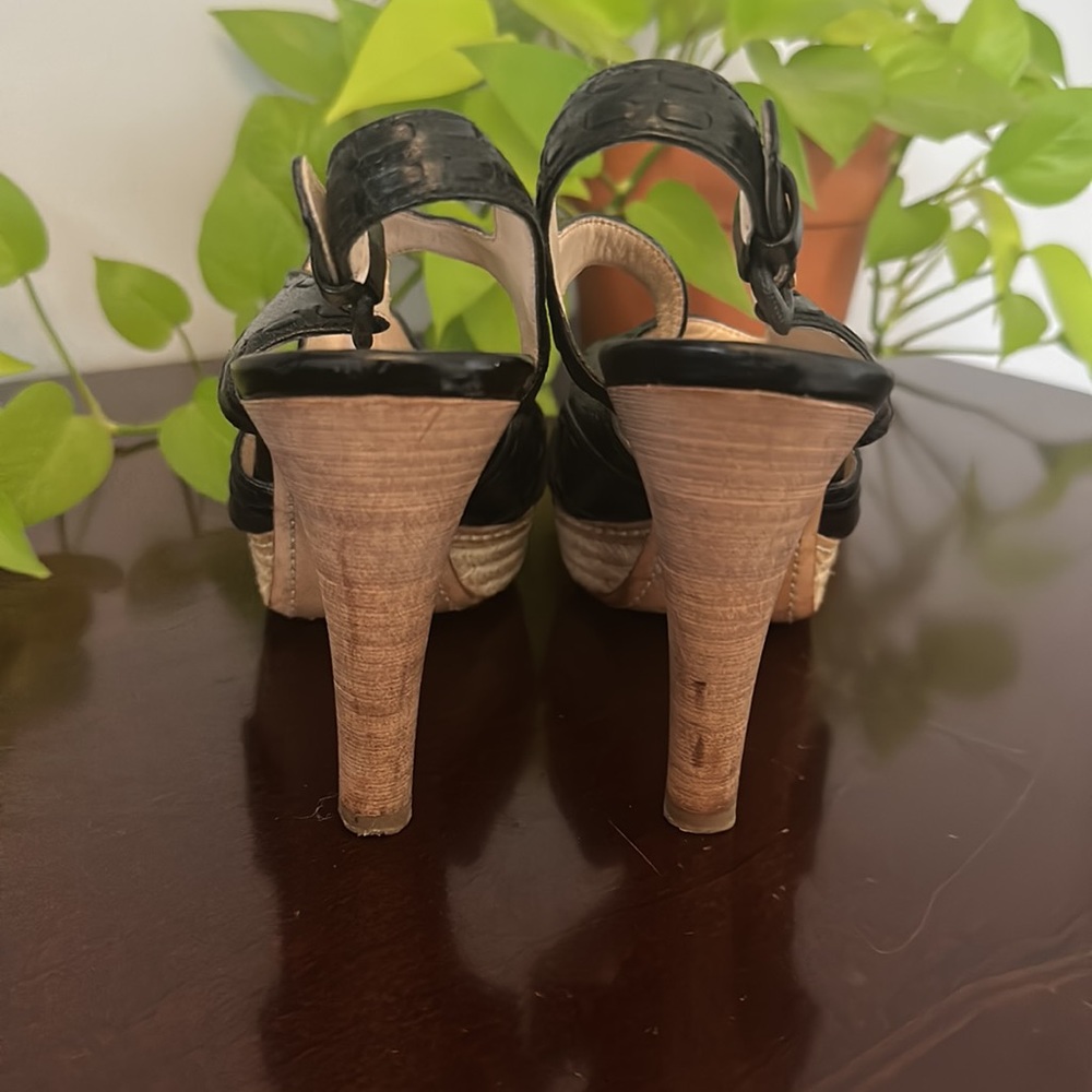 Prada Black Strappy Wedge Heels - Picture 10 of 16